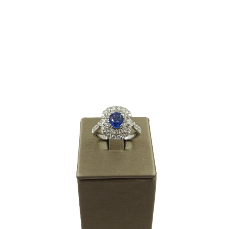 Anello DAVITE&DELUCCHI Oro Bianco, Zaffiro Blu e Diamanti - Ref. AA032238-ZF