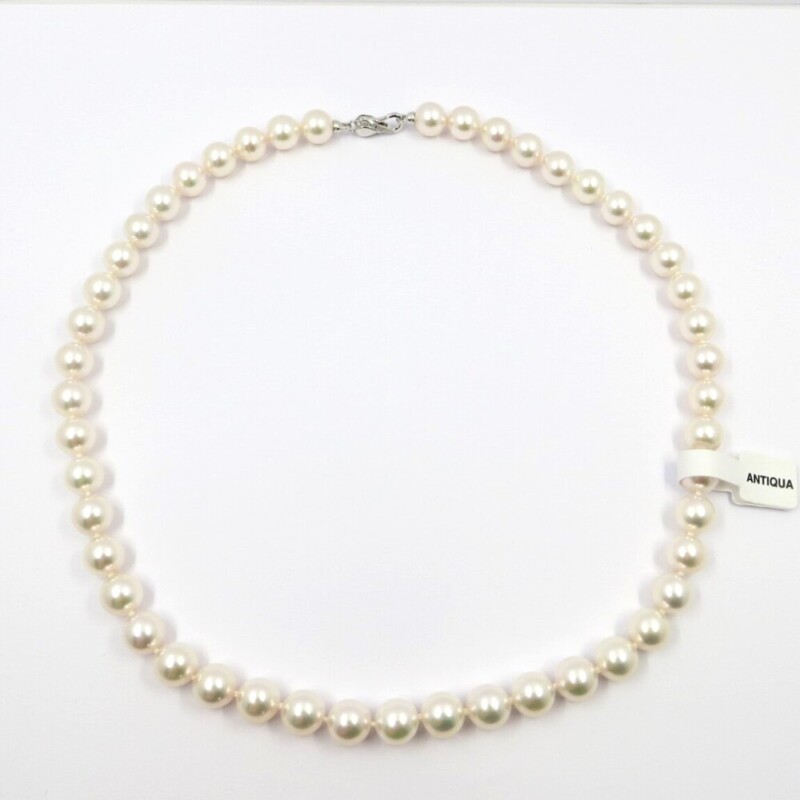 Collana NIMEI Oro Bianco, Perle Akoya spec. Antiqua e Diamanti - Ref. 1NAN859-42NL569