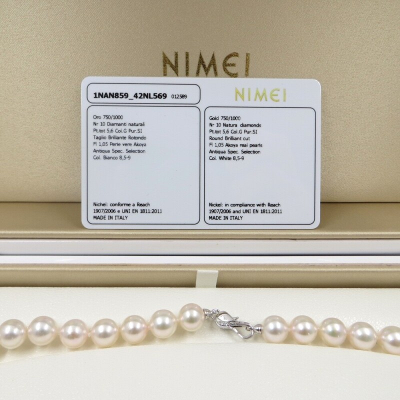 Collana NIMEI Oro Bianco, Perle Akoya spec. Antiqua e Diamanti - Ref. 1NAN859-42NL569 - immagine 5