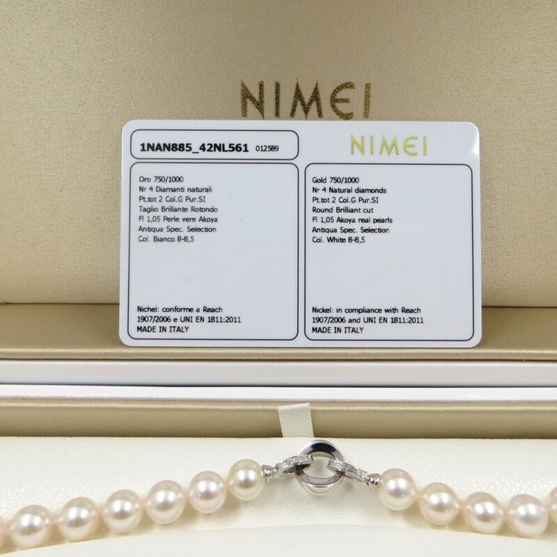 Collana NIMEI Oro Bianco, Perle Akoya spec. Antiqua e Diamanti - Ref. 1NAN885-42NL561 - immagine 6